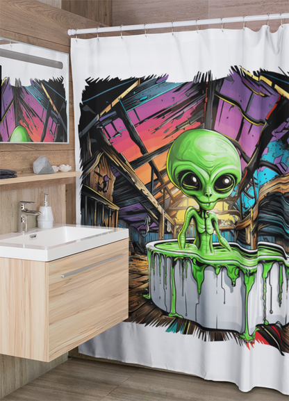 Alien 'bath time' Shower Curtain