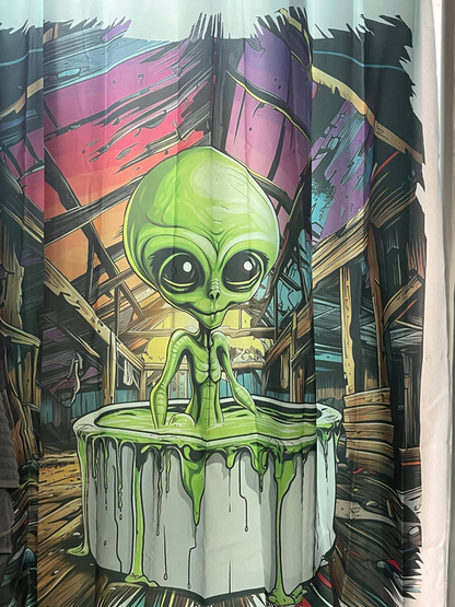 Alien 'bath time' Shower Curtain