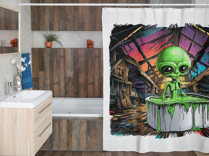 Alien 'bath time' Shower Curtain