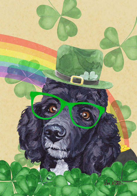 Poodle Black - Hippie Hound Studios Saint Patricks Day  House and Garden Flags