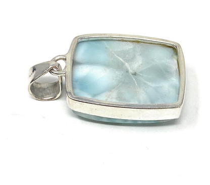 Larimar Pendant, Gemstone Pendant, Bohemian Jewelry, Sterling Silver Pendant, Natural Gemstone Pendant, 40mm X 23.5mm