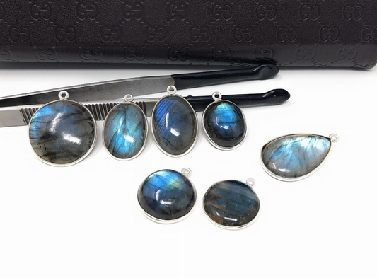 7 Piece Labradorite Gemstone Charms, Sterling Silver Bulk Charms,  Jewelry Findings for Jewelry Making, Jewelry Supplies