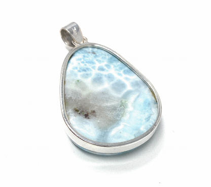 Larimar Pendant, Gemstone Pendant, Bohemian Jewelry, Sterling Silver Pendant, Natural Gemstone Pendant, 60mm x 35mm