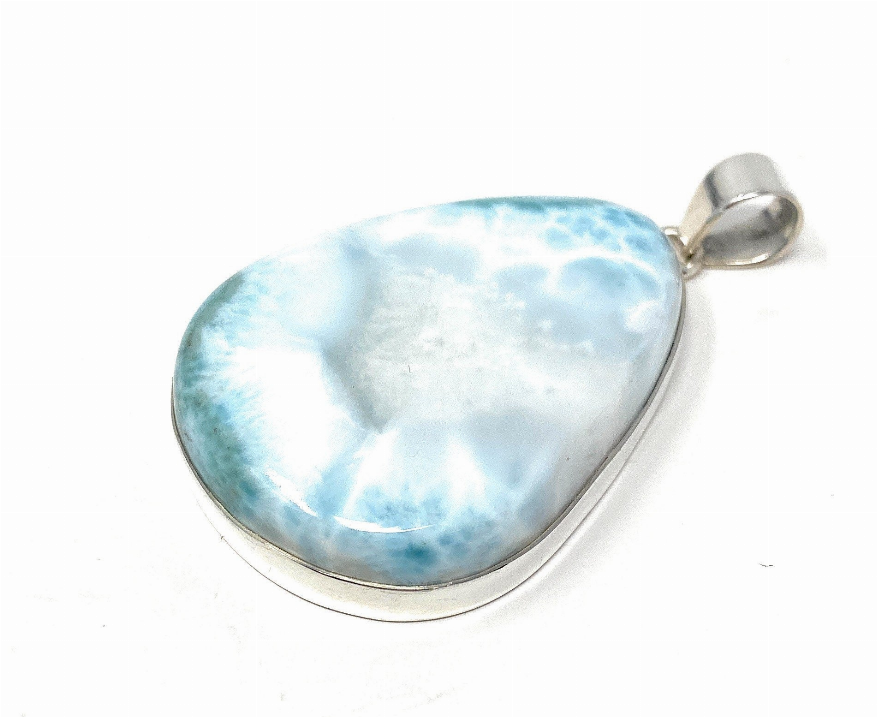 Larimar Pendant, Gemstone Pendant, Bohemian Jewelry, Sterling Silver Pendant, Natural Gemstone Pendant, 60mm x 35mm