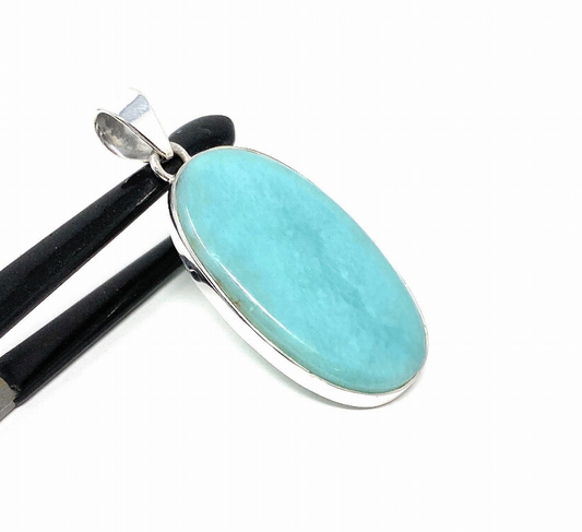 Natural Larimar Pendant, Sterling Silver Gemstone Jewelry,  DIY Pendants Jewelry Supplies, Gifts for Her, 50mm X 21.75mm