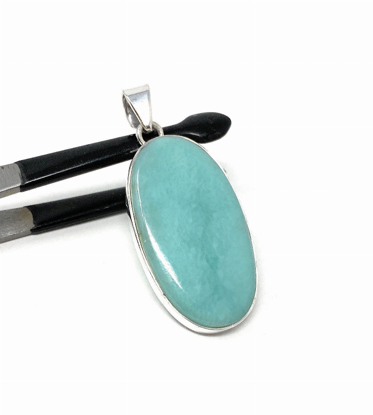 Natural Larimar Pendant, Sterling Silver Gemstone Jewelry,  DIY Pendants Jewelry Supplies, Gifts for Her, 50mm X 21.75mm