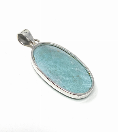 Natural Larimar Pendant, Sterling Silver Gemstone Jewelry,  DIY Pendants Jewelry Supplies, Gifts for Her, 50mm X 21.75mm