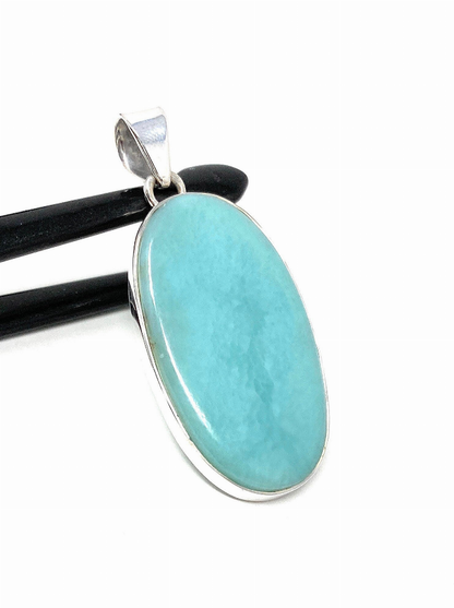 Natural Larimar Pendant, Sterling Silver Gemstone Jewelry,  DIY Pendants Jewelry Supplies, Gifts for Her, 50mm X 21.75mm