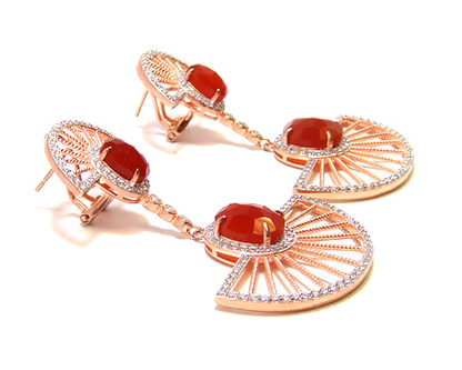 Red Agate, Dangle Earrings, 925 Sterling Silver