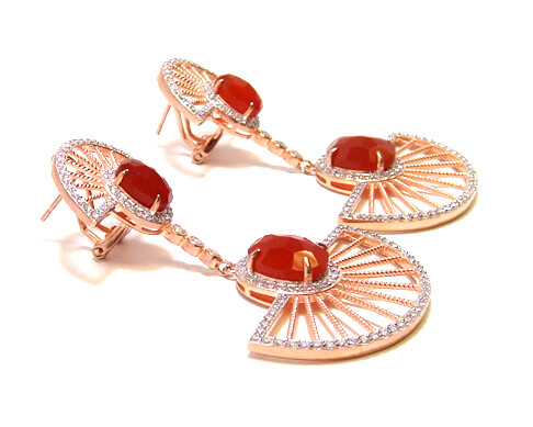 Red Agate, Dangle Earrings, 925 Sterling Silver