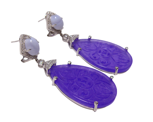 Purple Jade Drop Dangle  Earrings