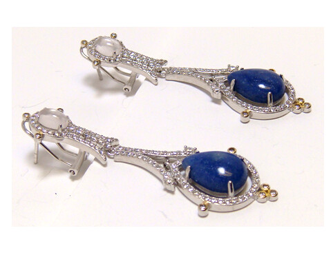 Sodalite , Dangle Earrings, 925 Sterling Silver