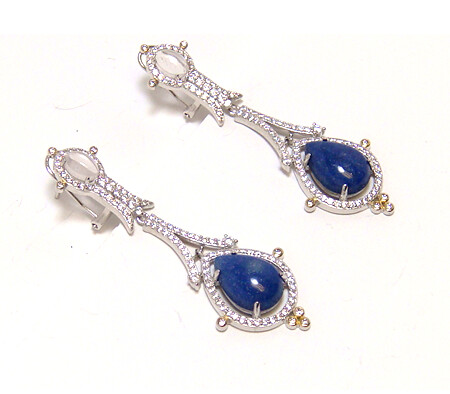 Sodalite , Dangle Earrings, 925 Sterling Silver