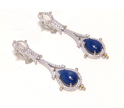 Sodalite , Dangle Earrings, 925 Sterling Silver