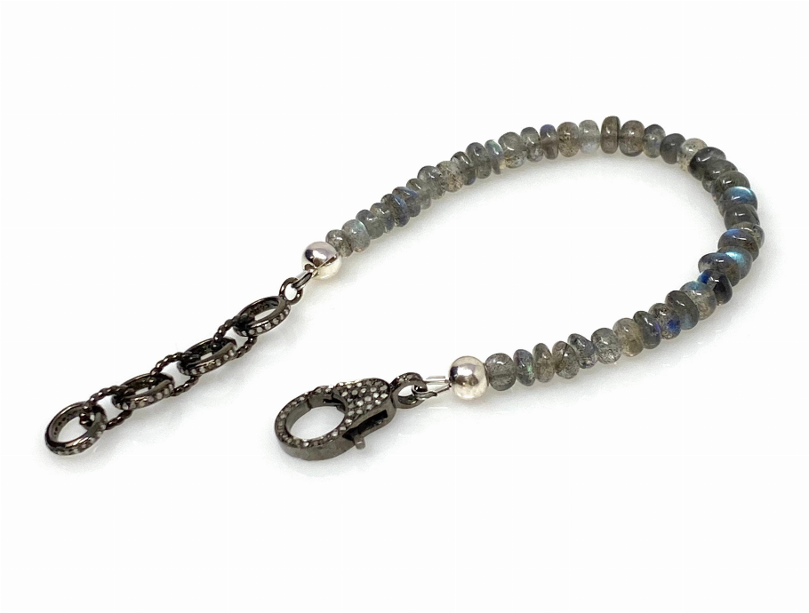 Natural Labradorite Gemstone Bracelet, Pave Diamond Adjustable Bracelet, AAA Grade Blue Flash Labradorite Jewelry, Gifts for Her