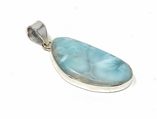 Larimar Pendant, Gemstone Pendant, Bohemian Jewelry, Sterling Silver Pendant, Natural Gemstone Pendant, 47.3mm X 19.35mm