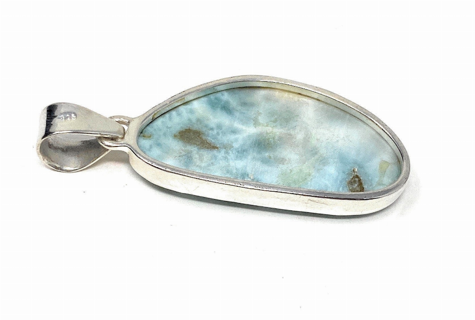 Larimar Pendant, Gemstone Pendant, Bohemian Jewelry, Sterling Silver Pendant, Natural Gemstone Pendant, 47.3mm X 19.35mm