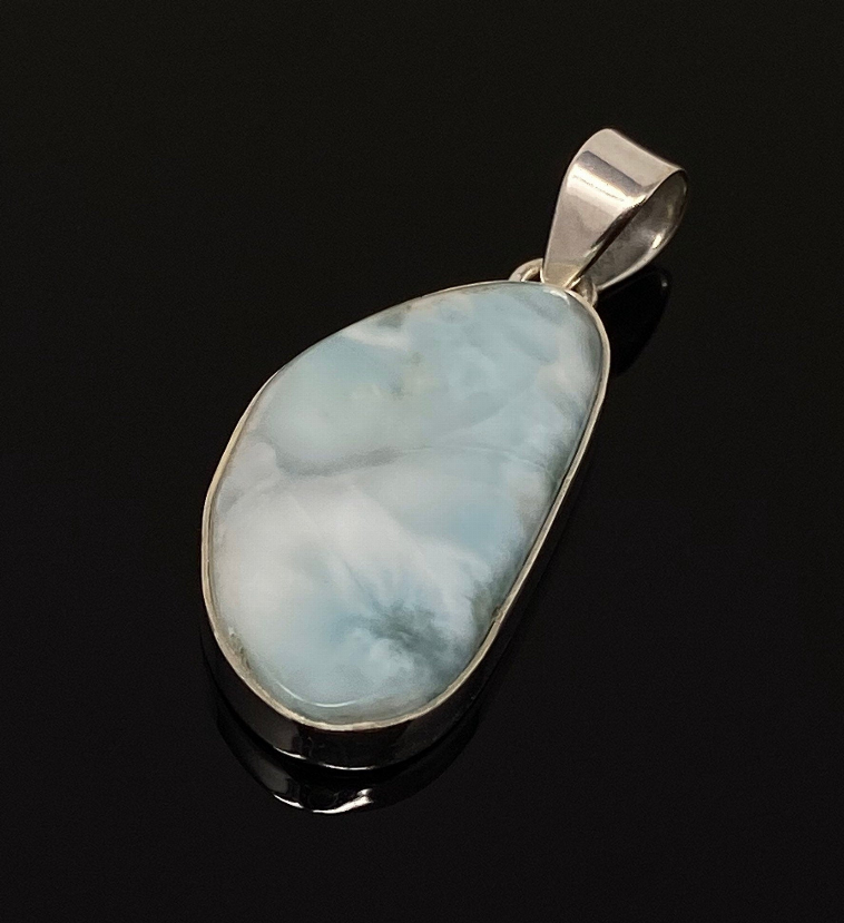 Larimar Pendant, Gemstone Pendant, Bohemian Jewelry, Sterling Silver Pendant, Natural Gemstone Pendant, 47.3mm X 19.35mm