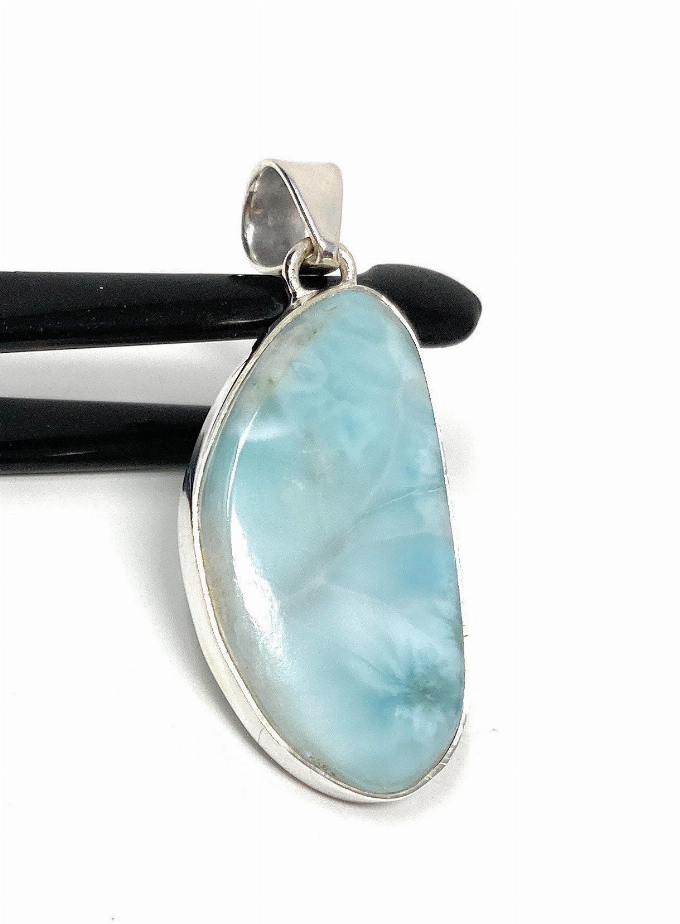 Larimar Pendant, Gemstone Pendant, Bohemian Jewelry, Sterling Silver Pendant, Natural Gemstone Pendant, 47.3mm X 19.35mm