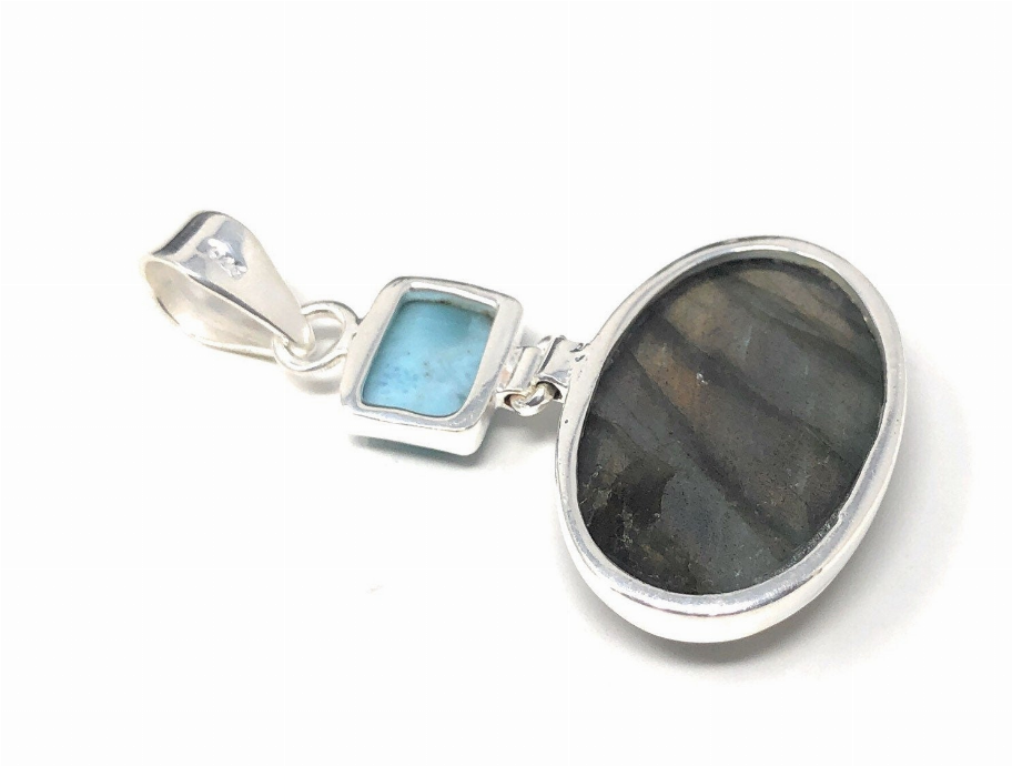 Labradorite Pendant, Larimar Pendant, Gemstone Pendant, Gemstone Jewelry, Sterling Silver Pendant, Bohemian Jewelry,  Pendant