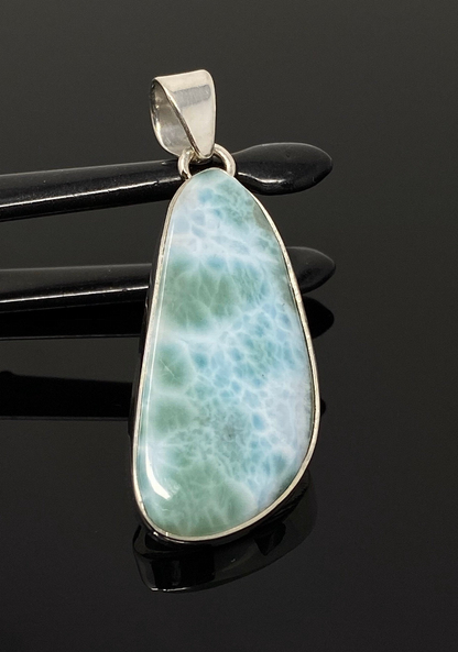 Larimar Pendant, Gemstone Pendant, Bohemian Jewelry, Sterling Silver Pendant, Natural Gemstone Pendant, 51.5 X 18.45mm