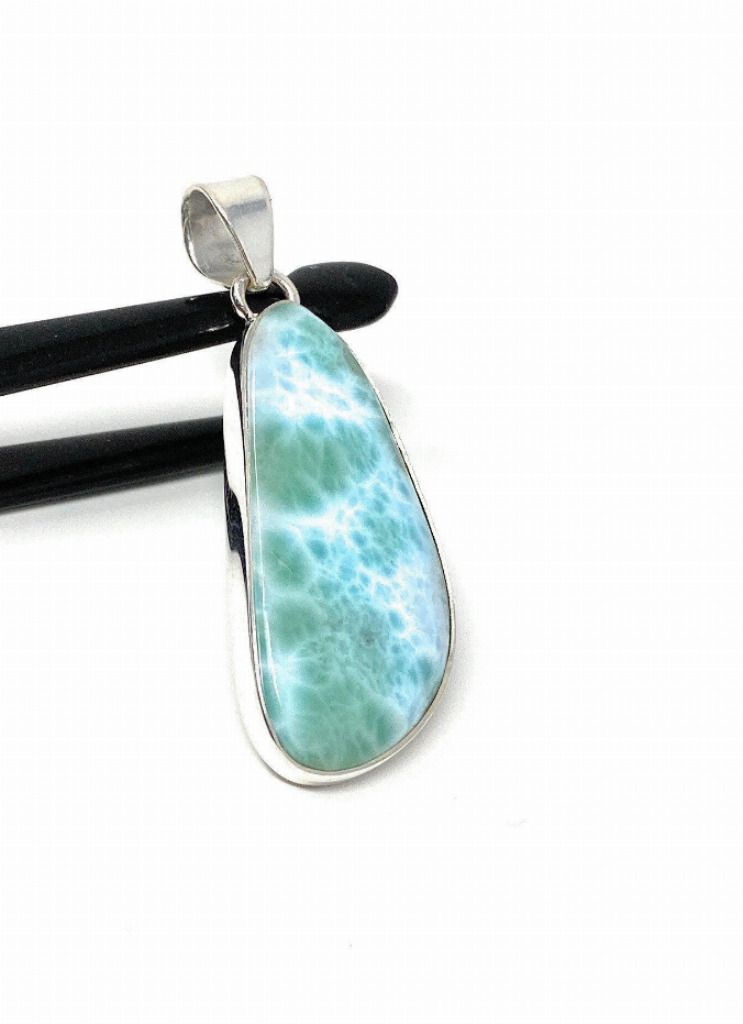 Larimar Pendant, Gemstone Pendant, Bohemian Jewelry, Sterling Silver Pendant, Natural Gemstone Pendant, 51.5 X 18.45mm