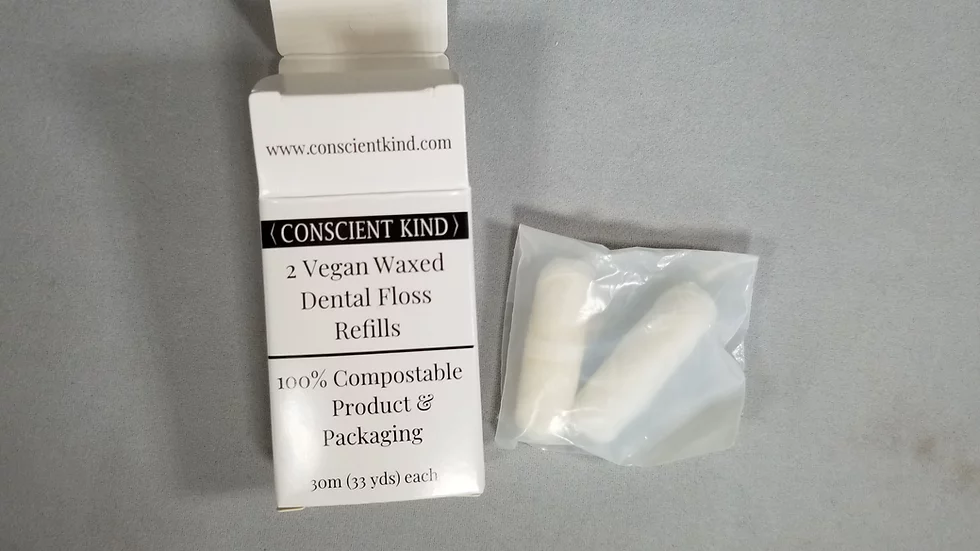 2 Vegan Waxed Dental Floss Refills - Mint