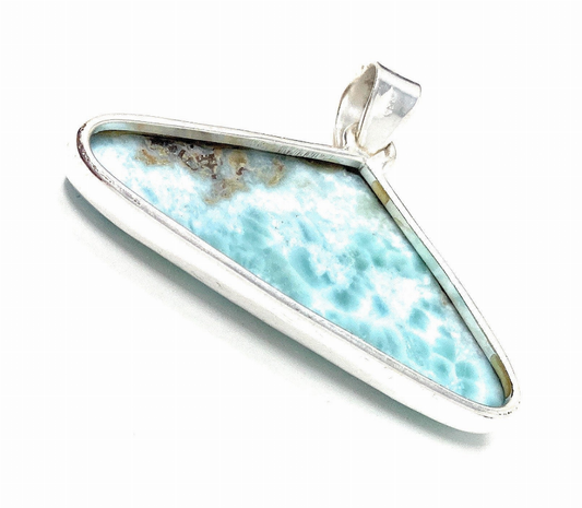 Larimar Pendant, Gemstone Pendant, Bohemian Jewelry, Sterling Silver Pendant, Natural Gemstone Pendant, 34mm X 46.45mm