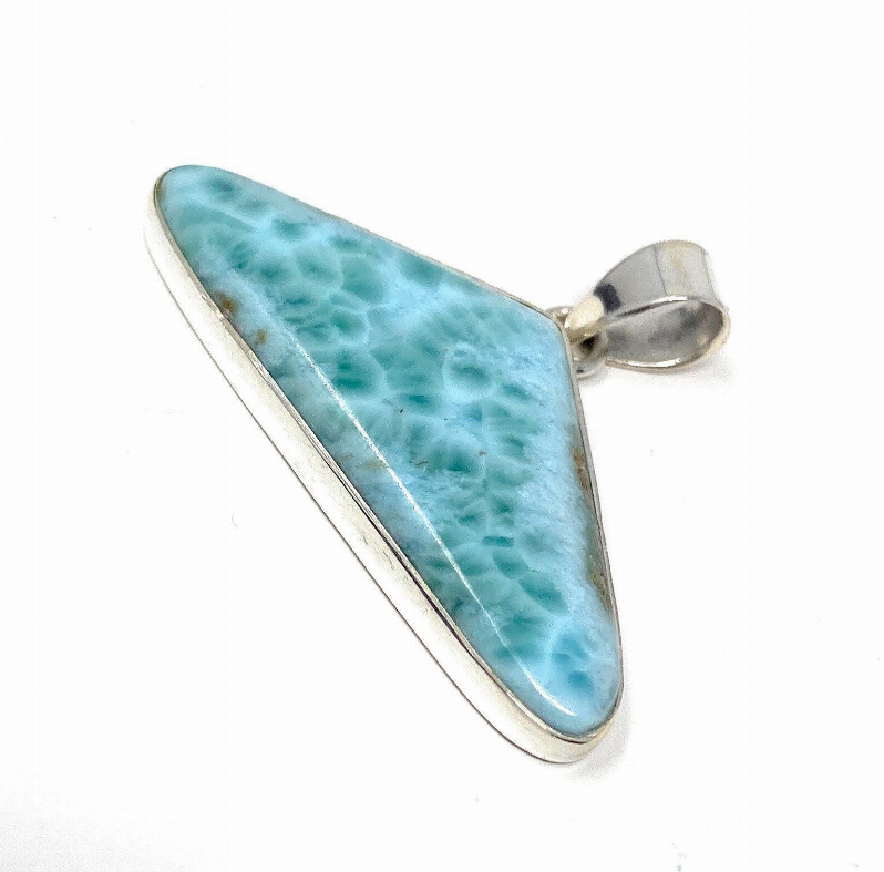 Larimar Pendant, Gemstone Pendant, Bohemian Jewelry, Sterling Silver Pendant, Natural Gemstone Pendant, 34mm X 46.45mm