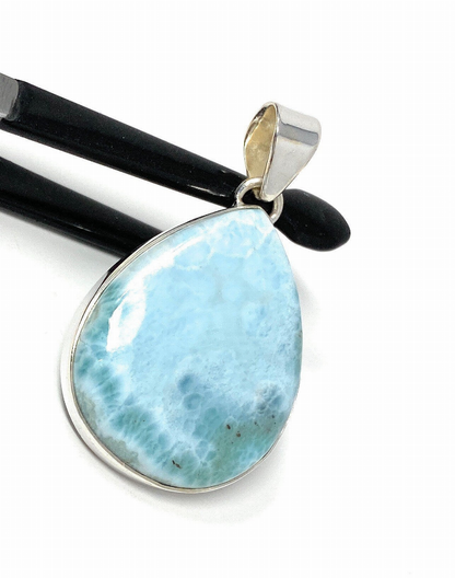 Larimar Pendant, Gemstone Pendant, Bohemian Jewelry, Sterling Silver Pendant, Natural Gemstone Pendant, 46mm X 26.75mm