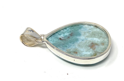 Larimar Pendant, Gemstone Pendant, Bohemian Jewelry, Sterling Silver Pendant, Natural Gemstone Pendant, 46mm X 26.75mm