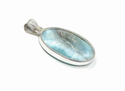 Natural Larimar Pendant, Sterling Silver Gemstone Jewelry,  DIY Pendants Jewelry Supplies, Gifts for Her, 49mm X 23.35mm