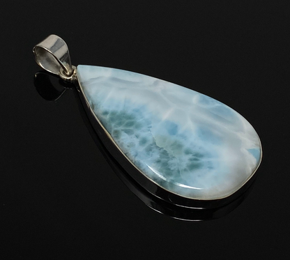 Larimar Pendant, Gemstone Pendant, Sterling Silver Pendant, Bohemian Jewelry, Natural Gemstone Pendant, 66.25mm X 31.45mm