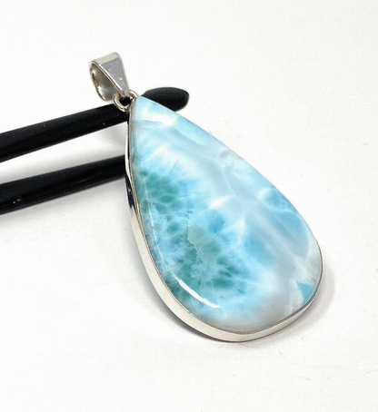 Larimar Pendant, Gemstone Pendant, Sterling Silver Pendant, Bohemian Jewelry, Natural Gemstone Pendant, 66.25mm X 31.45mm