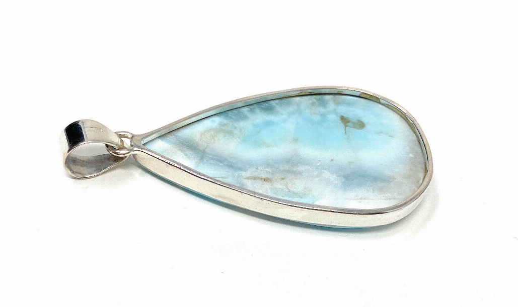 Larimar Pendant, Gemstone Pendant, Sterling Silver Pendant, Bohemian Jewelry, Natural Gemstone Pendant, 66.25mm X 31.45mm