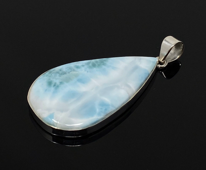 Larimar Pendant, Gemstone Pendant, Sterling Silver Pendant, Bohemian Jewelry, Natural Gemstone Pendant, 66.25mm X 31.45mm