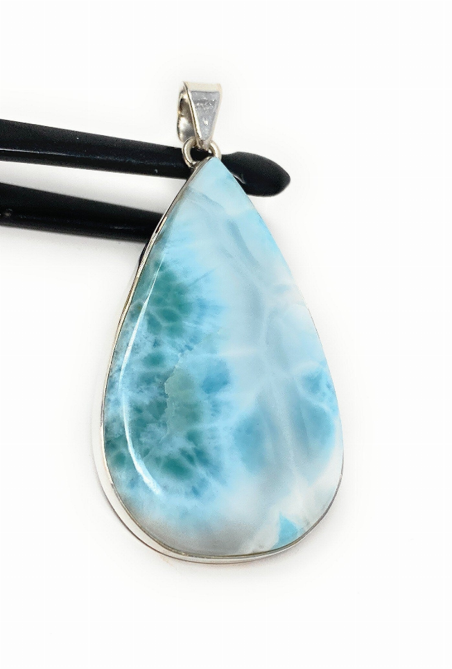 Larimar Pendant, Gemstone Pendant, Sterling Silver Pendant, Bohemian Jewelry, Natural Gemstone Pendant, 66.25mm X 31.45mm