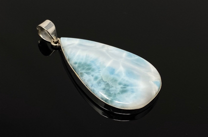 Larimar Pendant, Gemstone Pendant, Sterling Silver Pendant, Bohemian Jewelry, Natural Gemstone Pendant, 66.25mm X 31.45mm