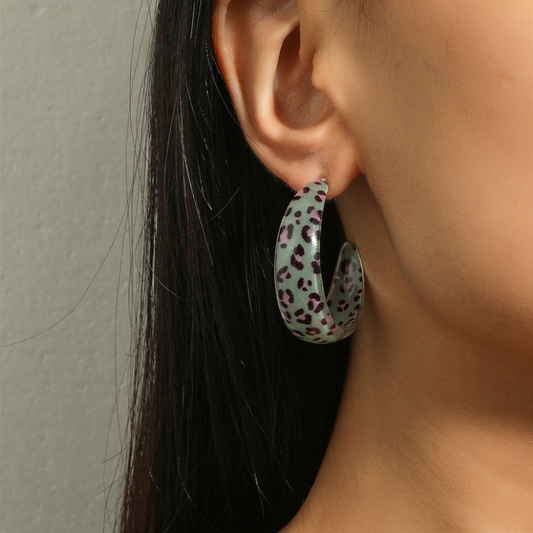 Leopard Print C-Hoop Earrings