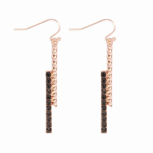 Twist & Straight Bar Rhinestone Drop Dangle Earrings By DOBBI