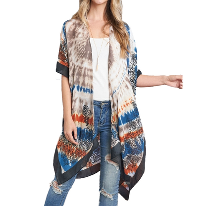 Tie Dye Boho Open Front Kimono