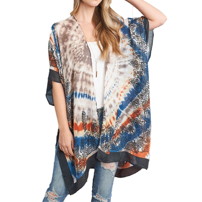 Tie Dye Boho Open Front Kimono