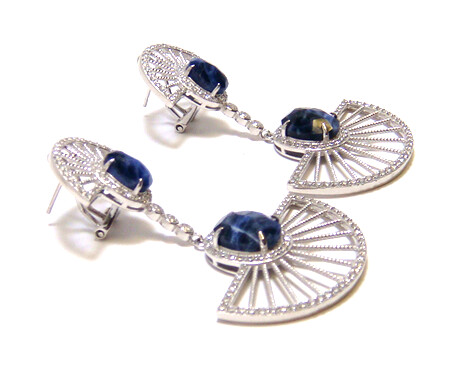 Sodalite, Dangle Earrings, 925 Sterling Silver