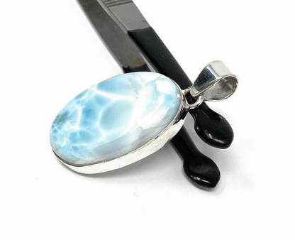 Larimar Pendant, Gemstone Pendant, Sterling Silver Pendant, Bohemian Jewelry, Natural Gemstone Pendant, 44mm X 20mm