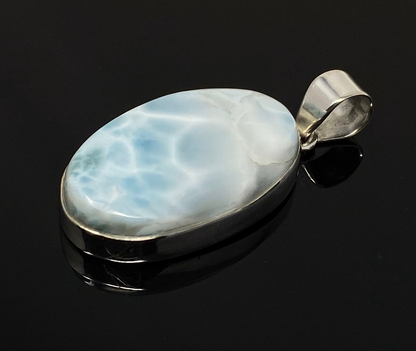 Larimar Pendant, Gemstone Pendant, Sterling Silver Pendant, Bohemian Jewelry, Natural Gemstone Pendant, 44mm X 20mm