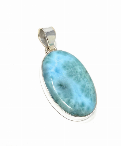 Natural Larimar Pendant, Sterling Silver Gemstone Jewelry,  DIY Pendants Jewelry Supplies, Gifts for Her, 44mm X 21mm