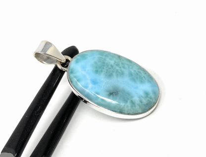 Natural Larimar Pendant, Sterling Silver Gemstone Jewelry,  DIY Pendants Jewelry Supplies, Gifts for Her, 44mm X 21mm