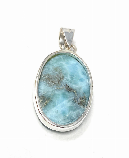 Natural Larimar Pendant, Sterling Silver Gemstone Jewelry,  DIY Pendants Jewelry Supplies, Gifts for Her, 44mm X 21mm