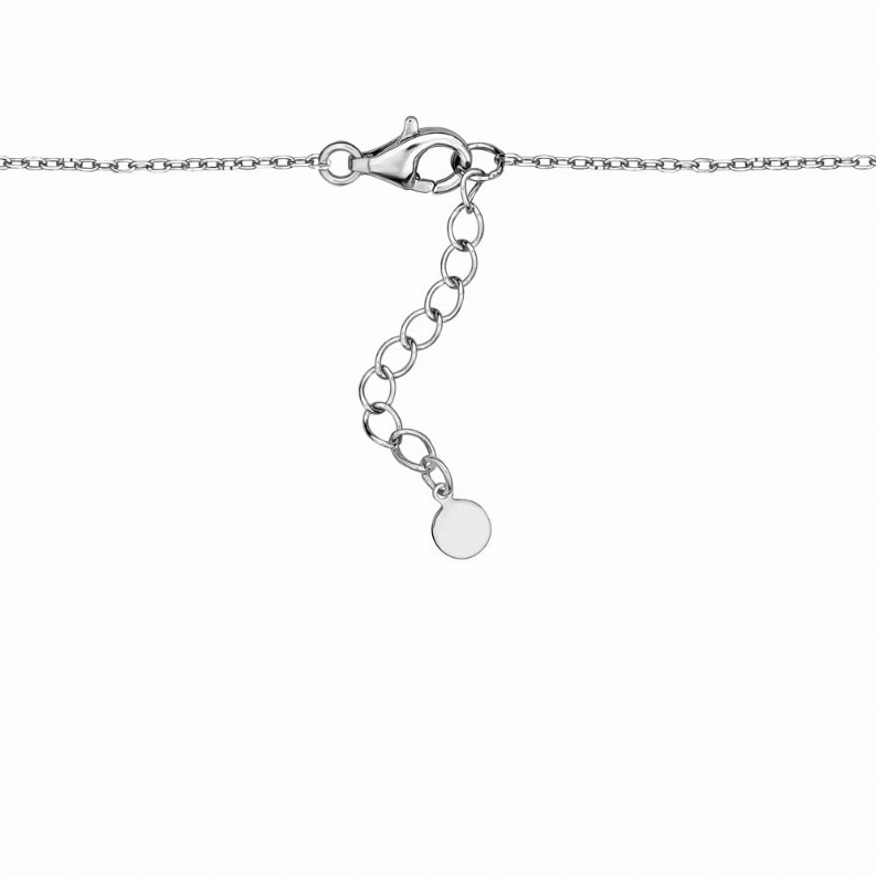 Sterling Silver Necklace Pendant for Girls Circle and Double Heart with Simulated Diamonds