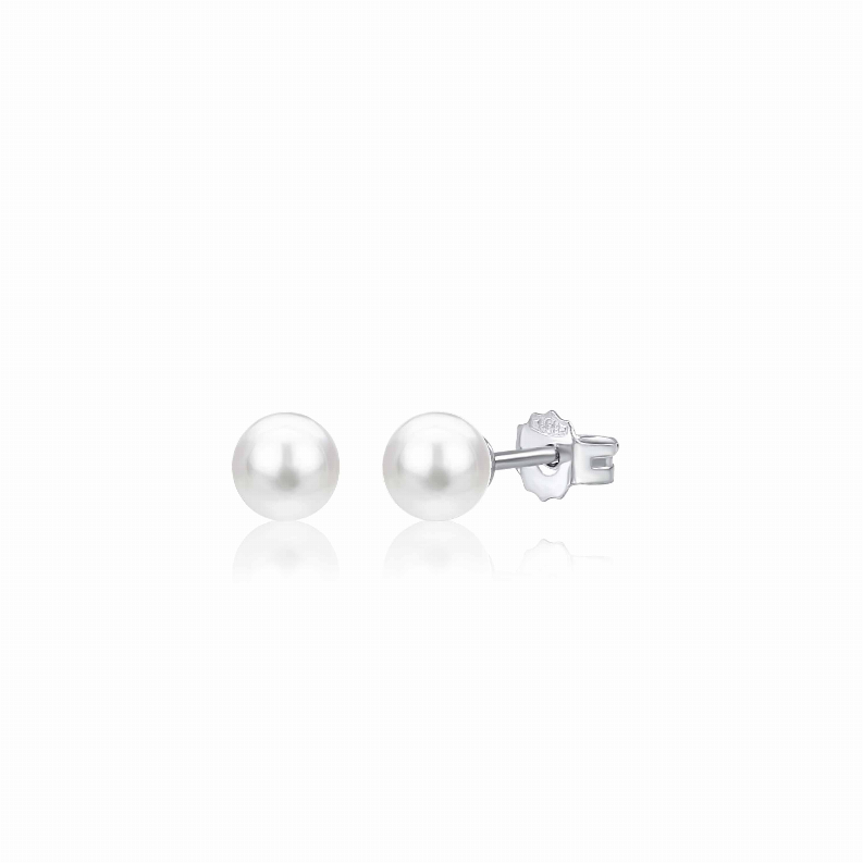 UNICORNJ 14K White Gold Freshwater Cultured Pearl Post Stud Earrings Italy